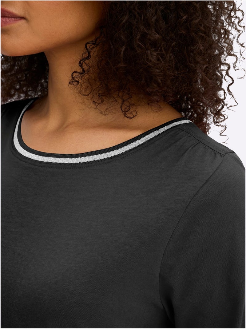 T-shirt à Manches 3/4 - Taille Standard - Sheego Noir - Kiabi