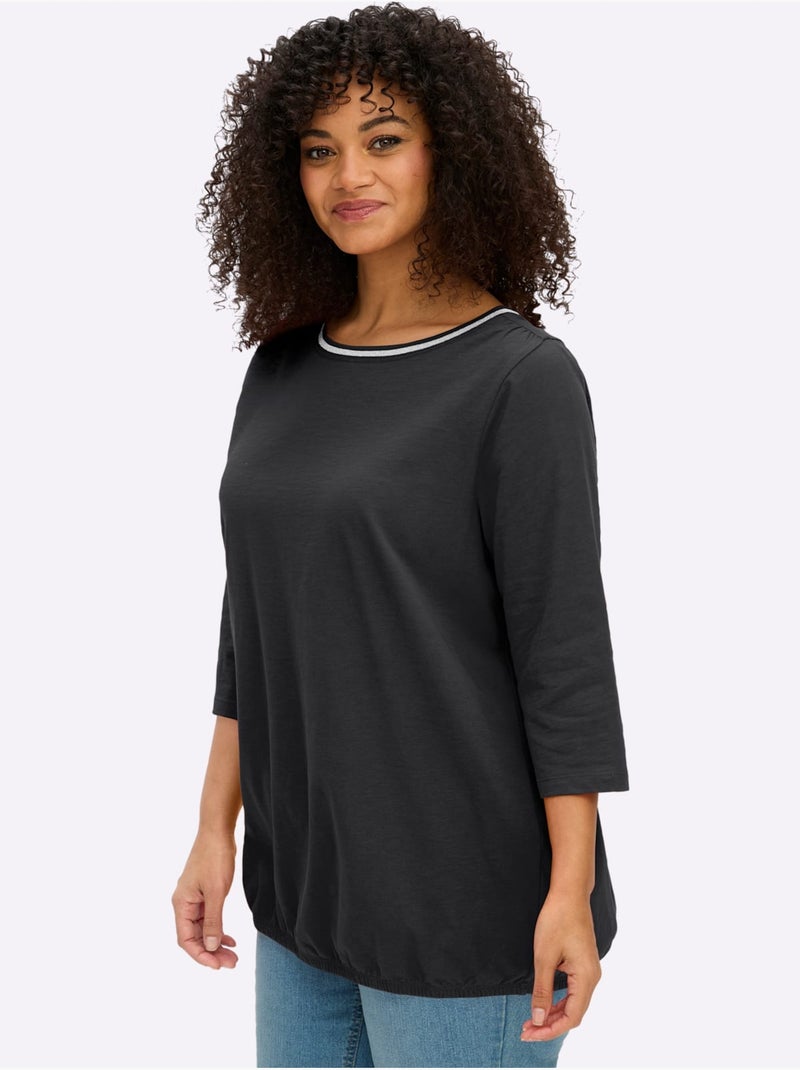 T-shirt à Manches 3/4 - Taille Standard - Sheego Noir - Kiabi