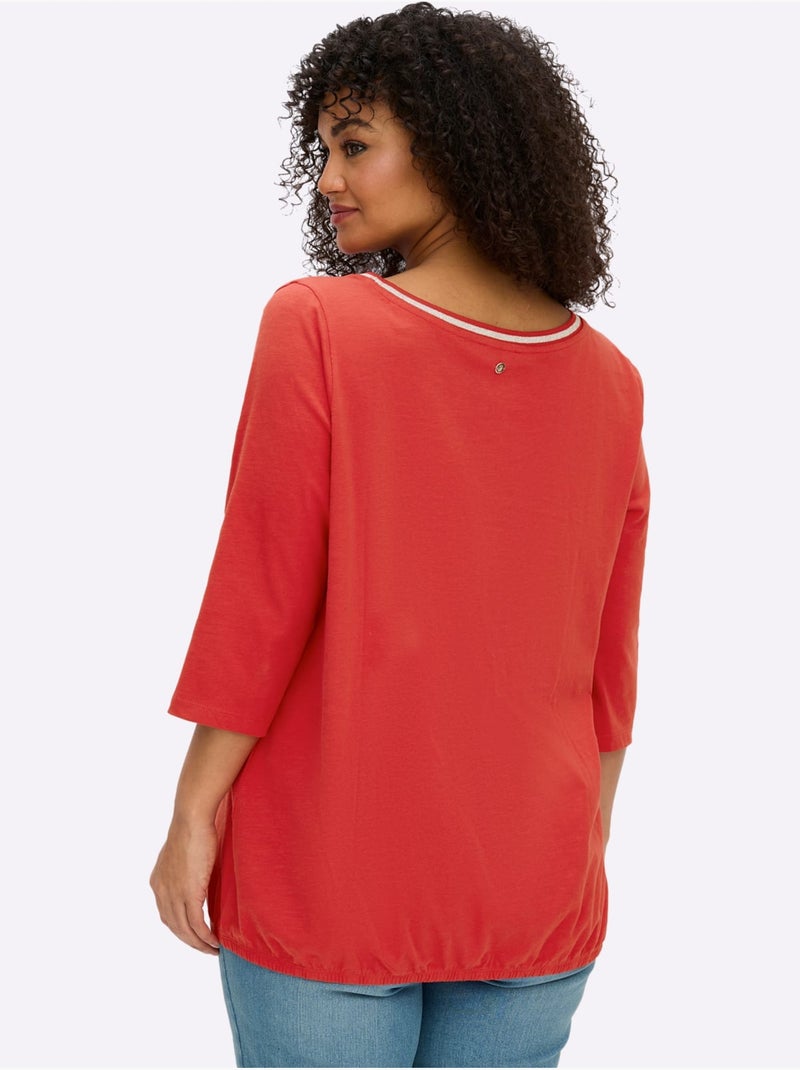 T-shirt à Manches 3/4 - Taille Standard - Sheego Rouge - Kiabi