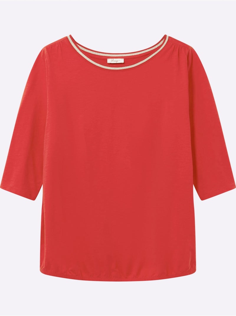T-shirt à Manches 3/4 - Taille Standard - Sheego Rouge - Kiabi