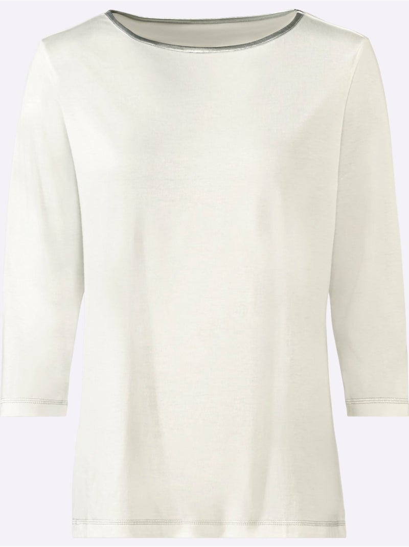 T-shirt à Manches 3/4 50% Coton - Taille Standard - Witt Ecru - Kiabi