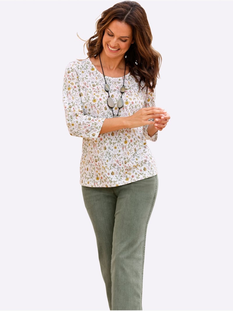 T-shirt à Manches 3/4 50% Coton - Taille Standard - Witt Ecru - Kiabi