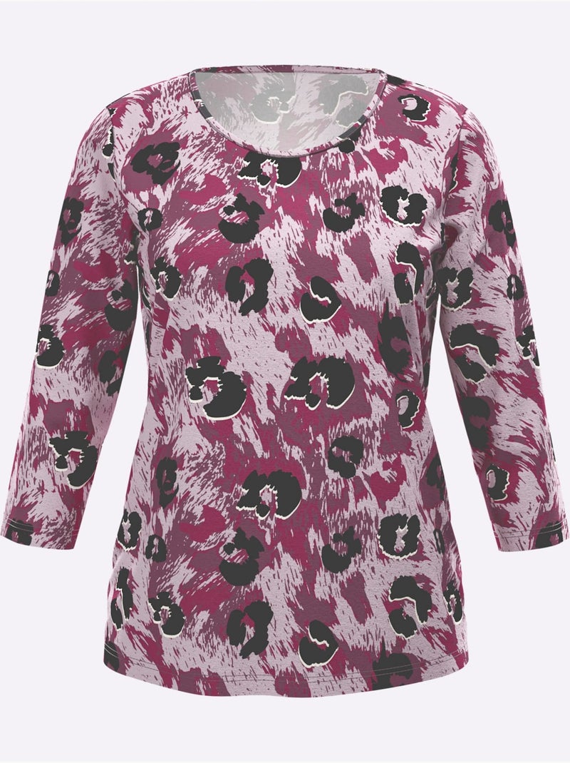 T-shirt à Manches 3/4 50% Coton Et 50% Modal - Taille Standard - Witt Bordeaux - Kiabi