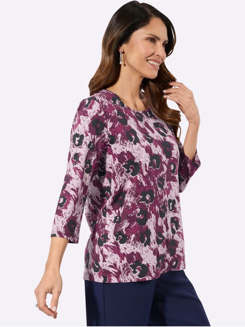 T-shirt à Manches 3/4 50% Coton Et 50% Modal - Taille Standard - Witt Bordeaux - Kiabi