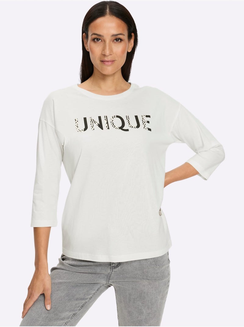 T-shirt à manches 3/4 50% modal - taille standard - helline Ecru - Kiabi