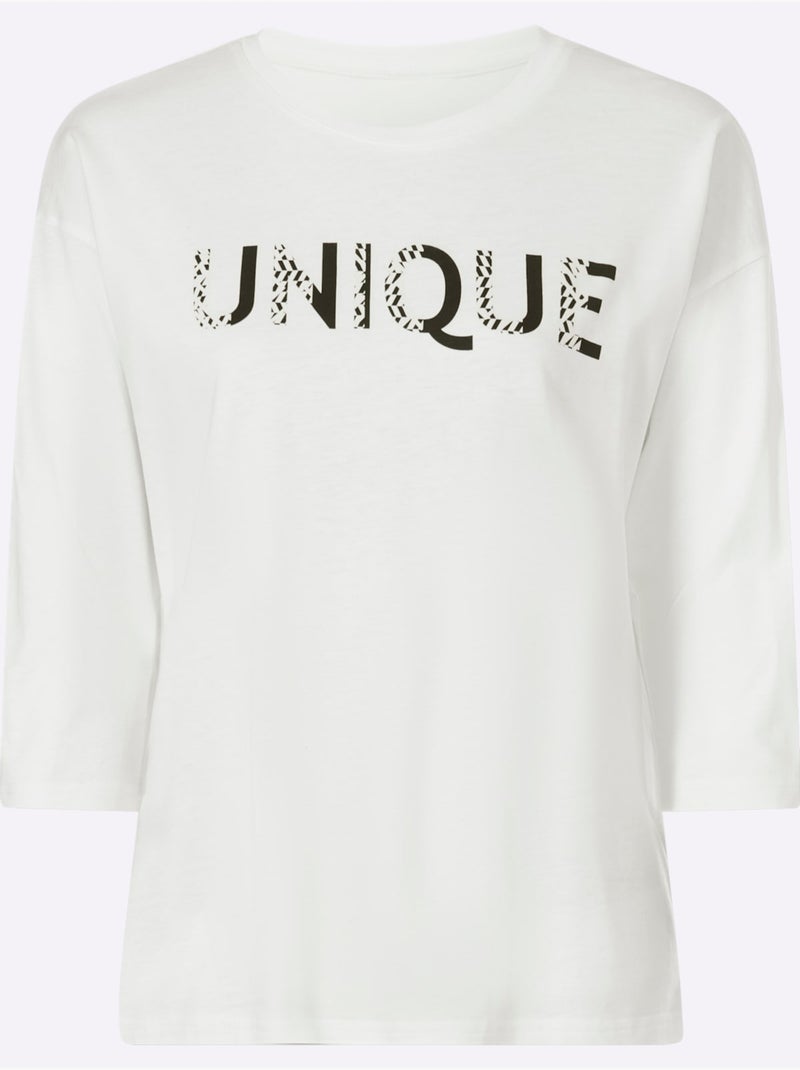 T-shirt à manches 3/4 50% modal - taille standard - helline Ecru - Kiabi