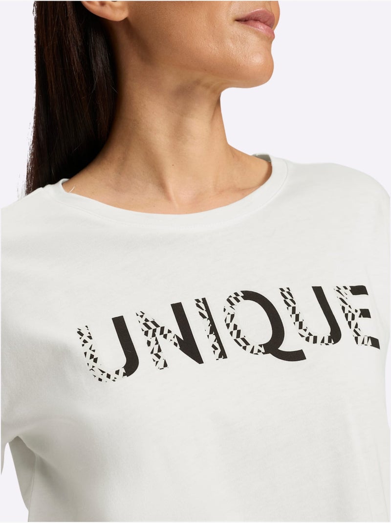 T-shirt à manches 3/4 50% modal - taille standard - helline Ecru - Kiabi