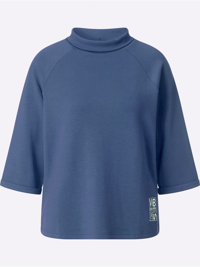 T-shirt à Manches 3/4 50% Modal - Taille Standard - Witt Bleu jean - Kiabi