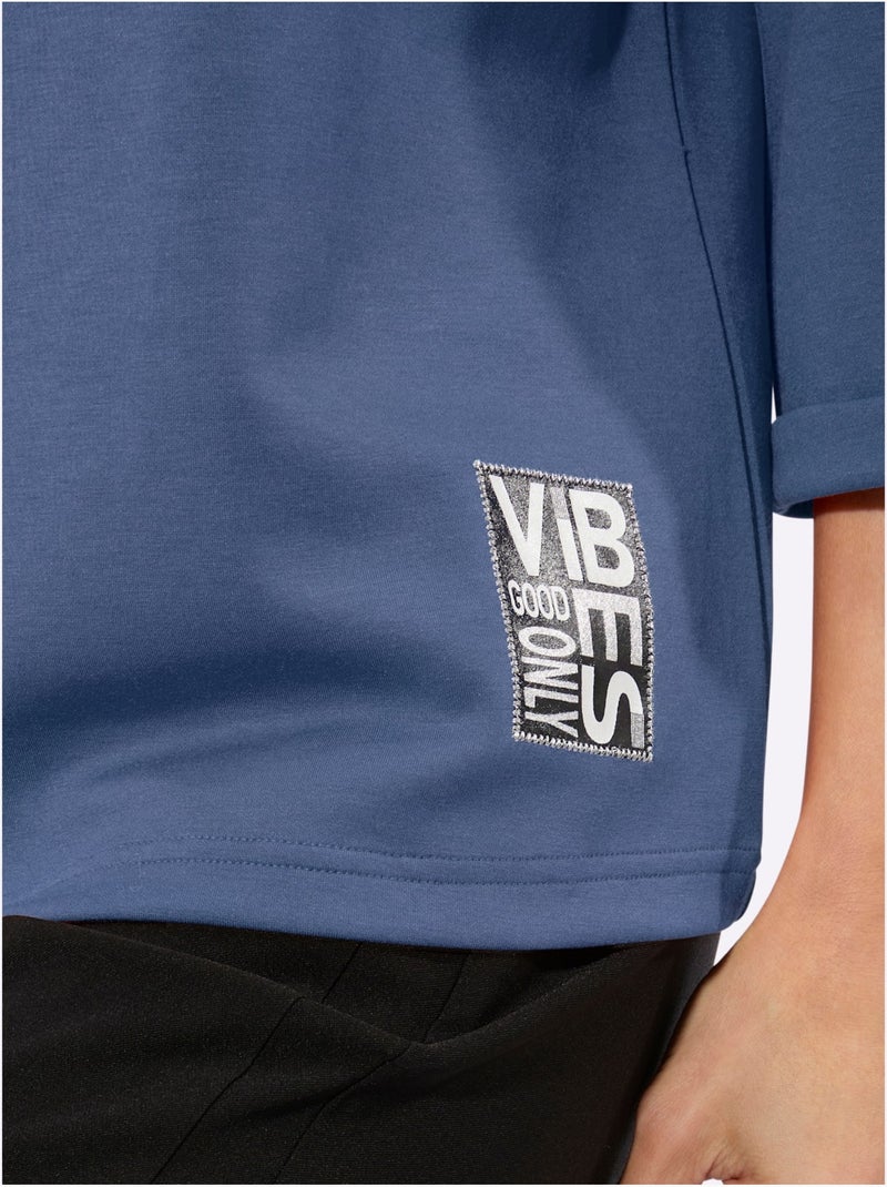 T-shirt à Manches 3/4 50% Modal - Taille Standard - Witt Bleu jean - Kiabi