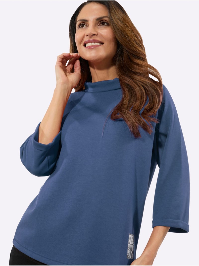 T-shirt à Manches 3/4 50% Modal - Taille Standard - Witt Bleu jean - Kiabi