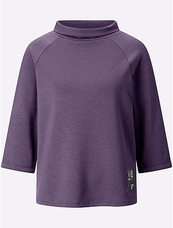 T-shirt col roulé avec motifs brillants et manches 3/4 - taille standard - witt
