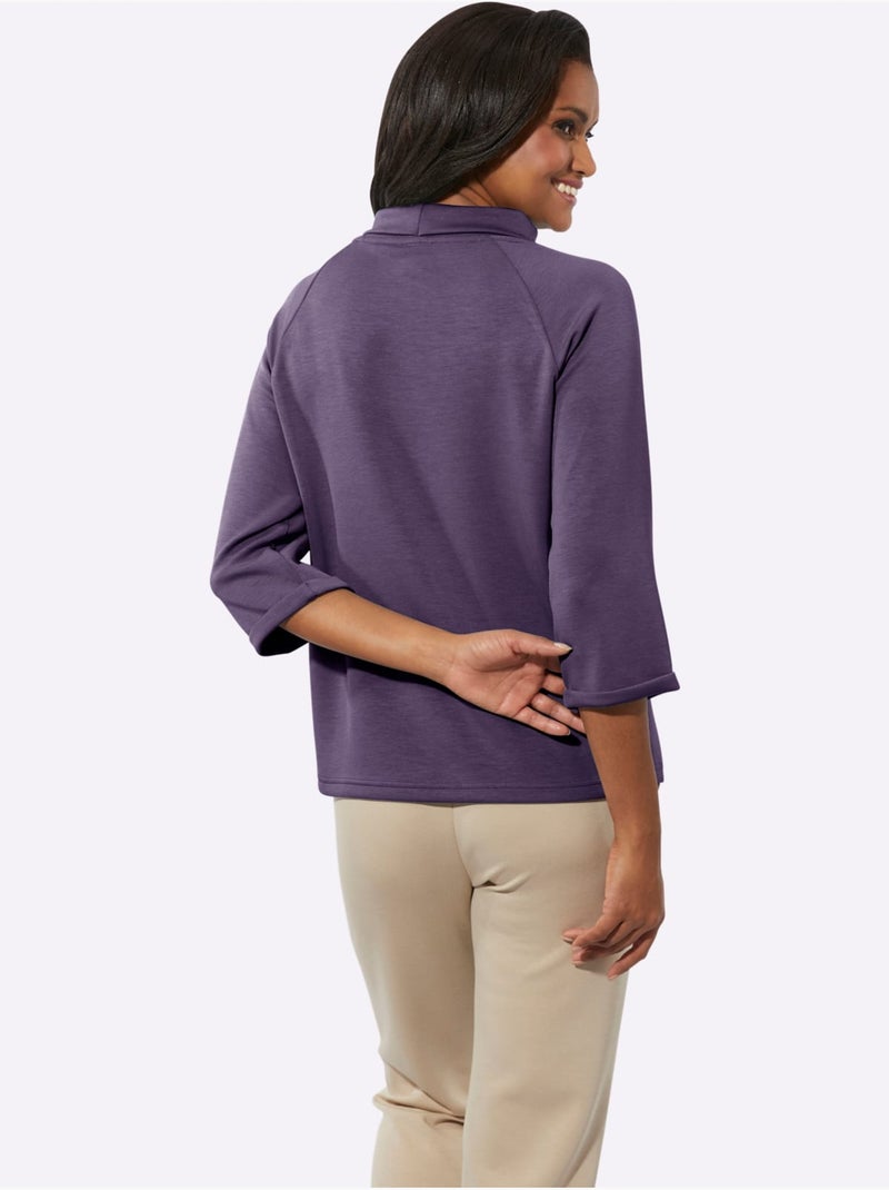 T-shirt à Manches 3/4 50% Modal - Taille Standard - Witt Violet figue - Kiabi