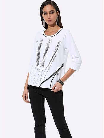 T-shirt à Manches 3/4 95% Coton - Taille Standard - helline