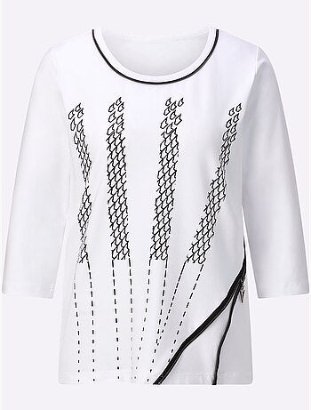T-shirt à Manches 3/4 95% Coton - Taille Standard - helline