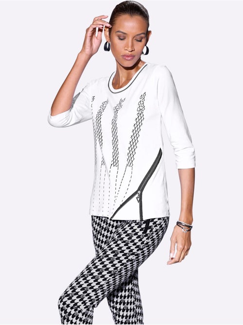 T-shirt à Manches 3/4 95% Coton - Taille Standard - Helline - Kiabi