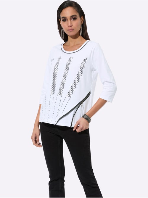 T-shirt à Manches 3/4 95% Coton - Taille Standard - Helline - Kiabi
