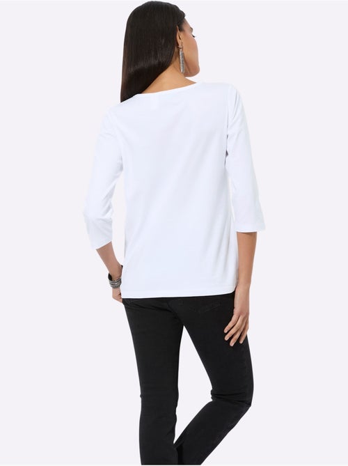 T-shirt à Manches 3/4 95% Coton - Taille Standard - Helline - Kiabi