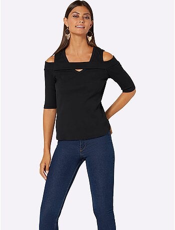 T-shirt à Manches 3/4 95% Coton - Taille Standard - helline