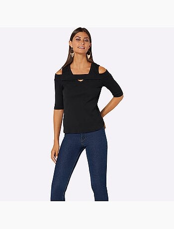 T-shirt à Manches 3/4 95% Coton - Taille Standard - helline