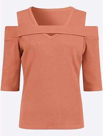 T-shirt à Manches 3/4 95% Coton - Taille Standard - helline