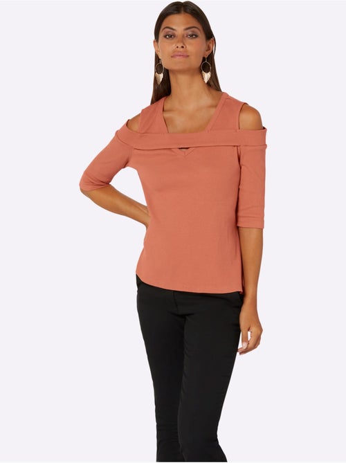 T-shirt à Manches 3/4 95% Coton - Taille Standard - Helline - Kiabi