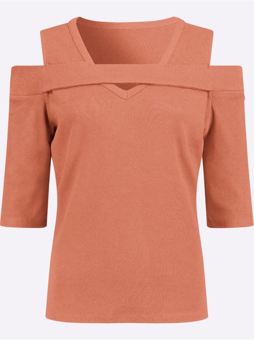 T-shirt à Manches 3/4 95% Coton - Taille Standard - Helline - Kiabi