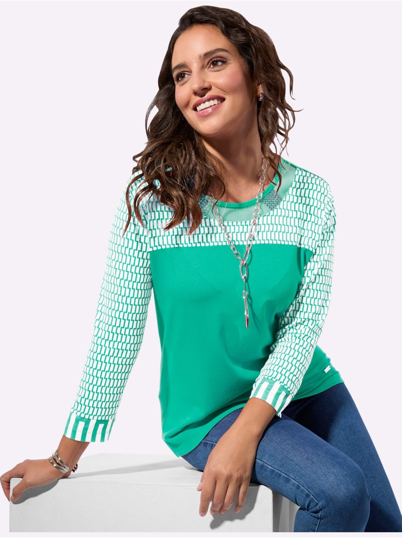 T-shirt à Manches 3/4 95% Viscose (ecovero) - Taille Standard - Witt Bleu - Kiabi