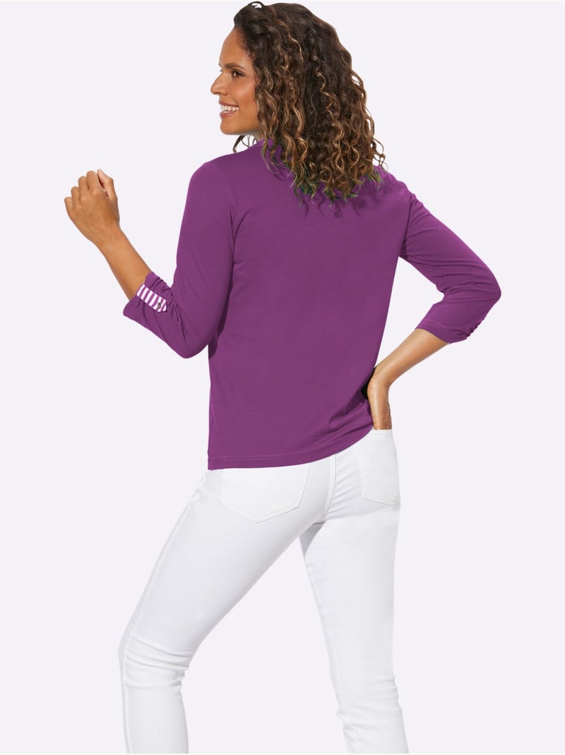 T-shirt à Manches 3/4 Aspect 2 En 1 - Taille Standard - Witt Rose fushia - Kiabi
