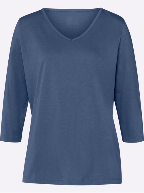T-shirt à manches 3/4 avec col v en matière agréable - taille standard - moda vilona - Kiabi T-shirt à manches 3/4 avec col v en matière agréable - taille standard - moda vilona - Kiabi