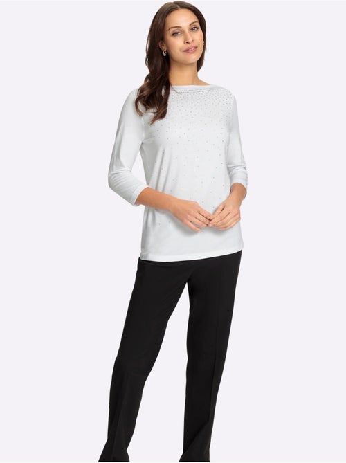 T-shirt à manches 3/4 avec encolure en u et pierres brillantes - taille standard - witt - Kiabi T-shirt à manches 3/4 avec encolure en u et pierres brillantes - taille standard - witt - Kiabi