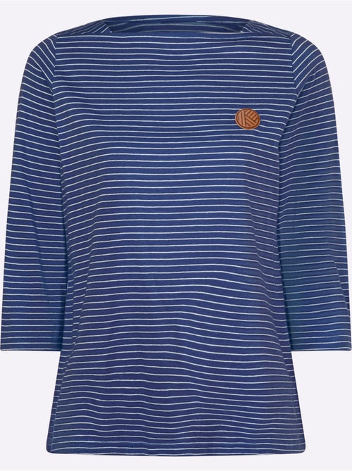 T-shirt à manches 3/4 avec encolure en U et rayures - Taille standard - Moda Vilona - Kiabi T-shirt à manches 3/4 avec encolure en U et rayures - Taille standard - Moda Vilona - Kiabi