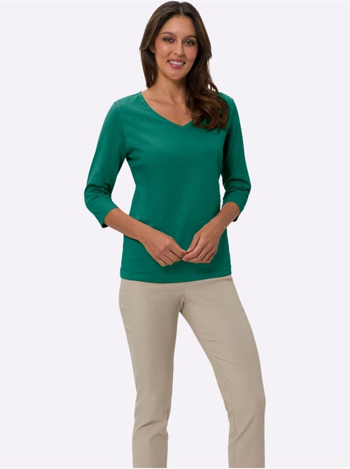 T-shirt à manches 3/4 avec encolure en v agréable à porter - taille standard - moda vilona - Kiabi T-shirt à manches 3/4 avec encolure en v agréable à porter - taille standard - moda vilona - Kiabi