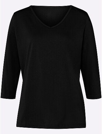 T-shirt à manches 3/4 avec encolure en v et coupe fluide - taille standard - moda vilona