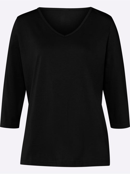 T-shirt à manches 3/4 avec encolure en V et coupe fluide - Taille standard - Moda Vilona - Kiabi