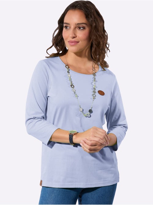 T-shirt à manches 3/4 avec encolure ronde et empiècement synthétique - Taille standard - Witt - Kiabi