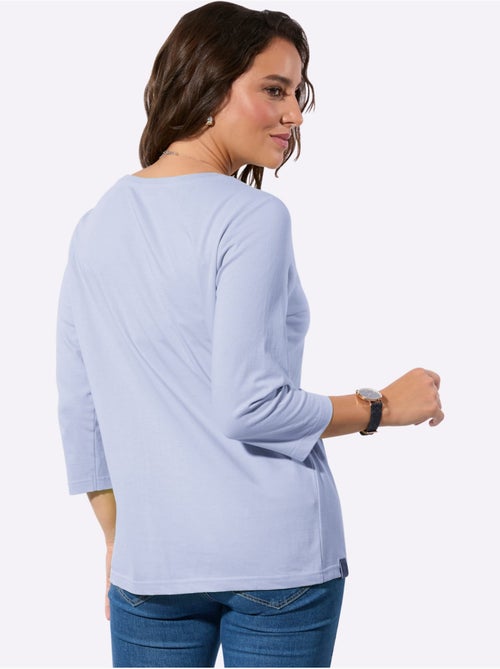 T-shirt à manches 3/4 avec encolure ronde et empiècement synthétique - Taille standard - Witt - Kiabi