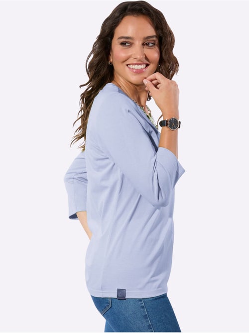 T-shirt à manches 3/4 avec encolure ronde et empiècement synthétique - Taille standard - Witt - Kiabi