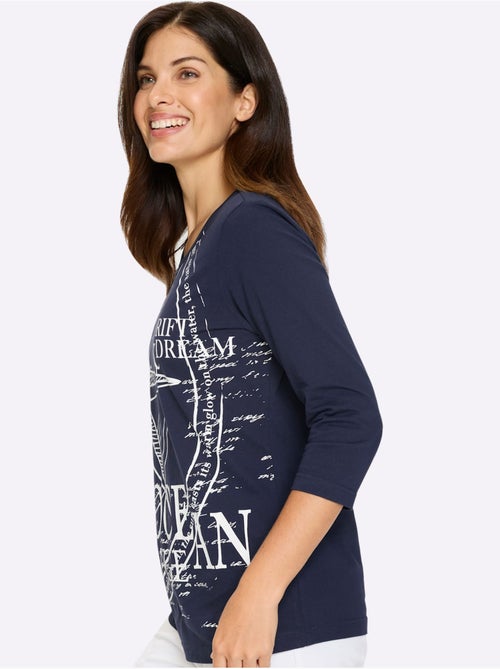 T-shirt à manches 3/4 avec grand imprimé marin - Taille standard - Moda Vilona - Kiabi T-shirt à manches 3/4 avec grand imprimé marin - Taille standard - Moda Vilona - Kiabi