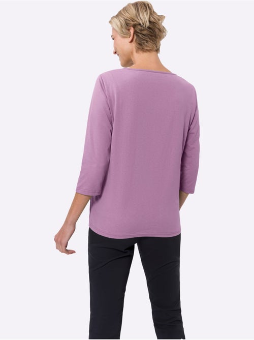 T-shirt à manches 3/4 avec imprimé floral en qualité douce - Taille standard - Moda Vilona - Kiabi