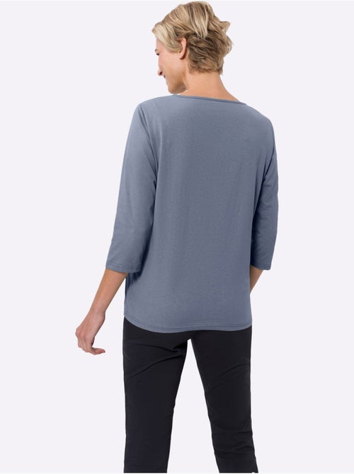 T-shirt à manches 3/4 avec imprimé floral et encolure ronde - Taille standard - Moda Vilona - Kiabi
