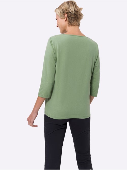 T-shirt à manches 3/4 avec imprimé floral et encolure ronde - Taille standard - Moda Vilona - Kiabi