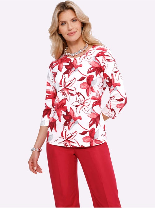T-shirt à manches 3/4 avec imprimé floral vibrant - taille standard - moda vilona - Kiabi T-shirt à manches 3/4 avec imprimé floral vibrant - taille standard - moda vilona - Kiabi