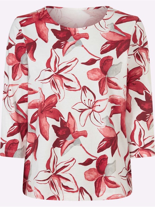 T-shirt à manches 3/4 avec imprimé floral vibrant - taille standard - moda vilona - Kiabi T-shirt à manches 3/4 avec imprimé floral vibrant - taille standard - moda vilona - Kiabi