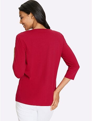 T-shirt à manches 3/4 avec grand imprimé marin - Taille standard - Moda Vilona