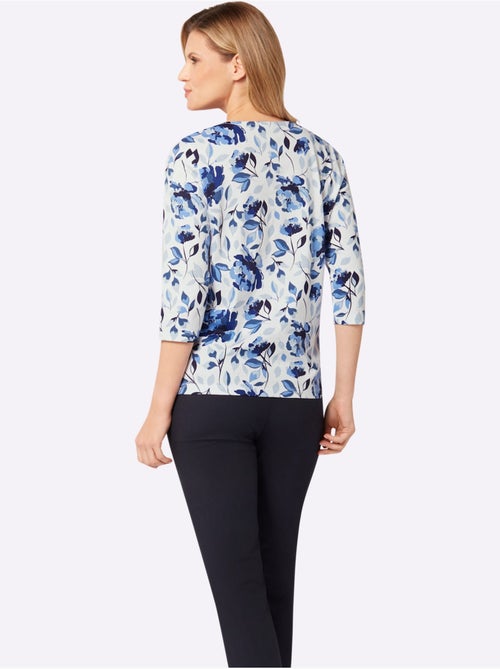 T-shirt à manches 3/4 avec motif floral et encolure ronde - Taille standard - Moda Vilona - Kiabi T-shirt à manches 3/4 avec motif floral et encolure ronde - Taille standard - Moda Vilona - Kiabi