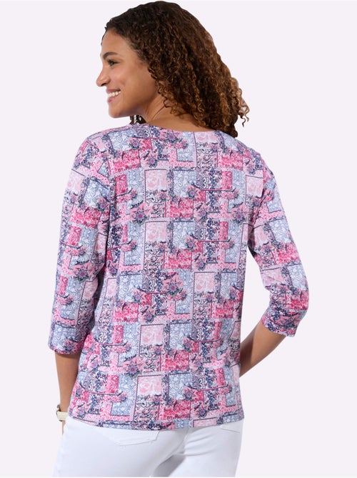 T-shirt à manches 3/4 avec motif patchwork et encolure ronde - Taille standard - Witt - Kiabi T-shirt à manches 3/4 avec motif patchwork et encolure ronde - Taille standard - Witt - Kiabi