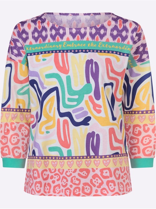 T-shirt à manches 3/4 avec motifs graphiques colorés - Taille standard - Moda Vilona - Kiabi T-shirt à manches 3/4 avec motifs graphiques colorés - Taille standard - Moda Vilona - Kiabi