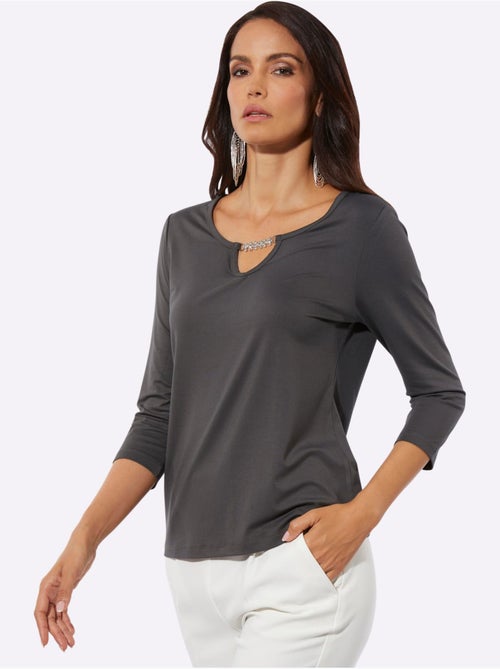 T-shirt à Manches 3/4 Avec Viscose (ecovero) - Taille Standard - Helline - Kiabi T-shirt à Manches 3/4 Avec Viscose (ecovero) - Taille Standard - Helline - Kiabi