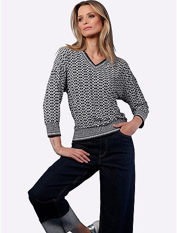 T-shirt à Manches 3/4 Bords Extensibles Pour Une Tenue Parfaite - Taille Standard - helline