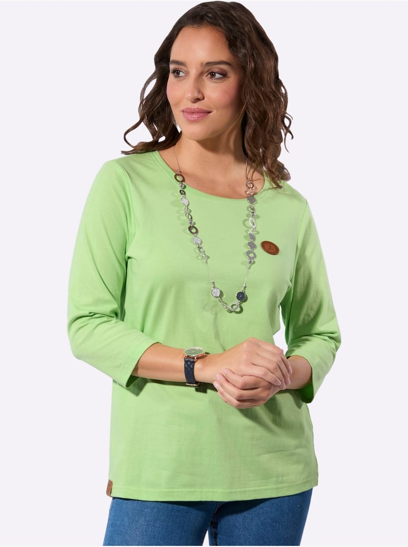 T-shirt à Manches 3/4 Certifié Par L'exigeant Label Gots - Taille Standard - Witt Gris Vert clair - Kiabi